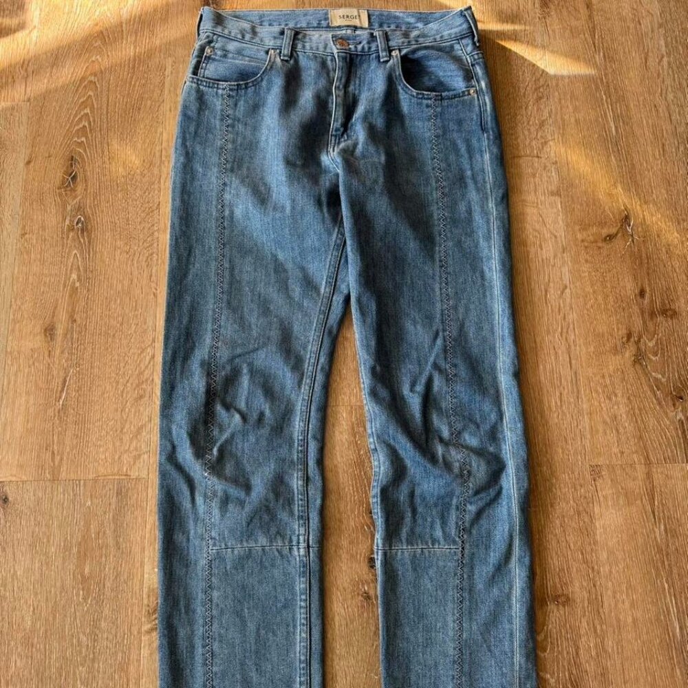 Serge de bleu Blue Union Straight Zigzag Jeans Size‎ 25